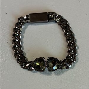 Givenchy chunky silver bracelet with gem accents